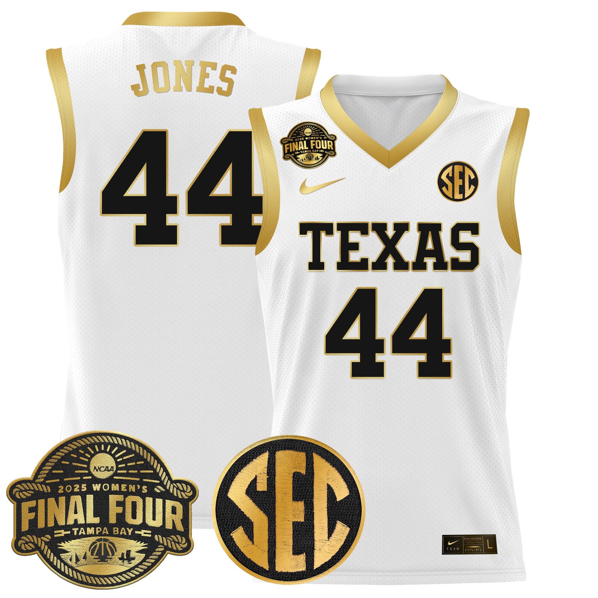 Men Texas Longhorns #44 Jones White Nike 2025 Final Four Patch Lightweight Basketball NCAA Jerseys